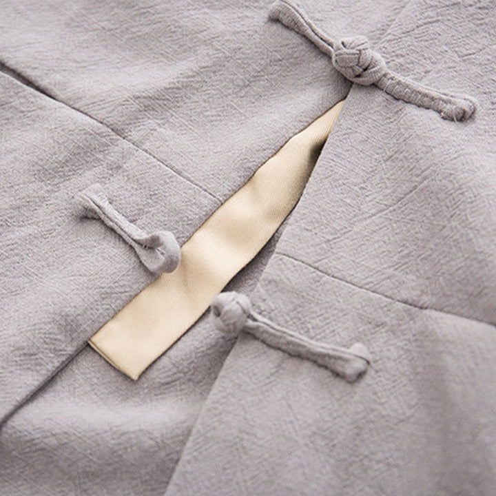 Camisa de manga larga con Buddha Stones Tang, de algodón y lino, para hombre - image 25