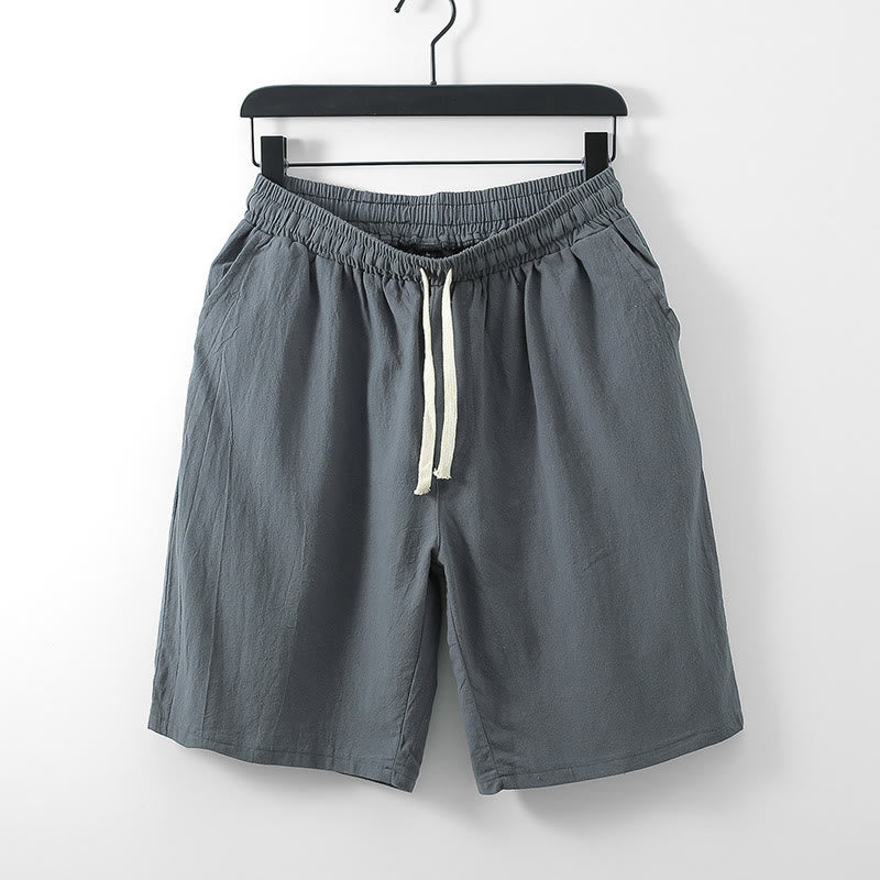Pantalones cortos rectos de algodón con bolsillos para hombre, de color liso, informales, con Buddha Stones - Gris - US/UK/AU54, EU64 (9XL) - image 1