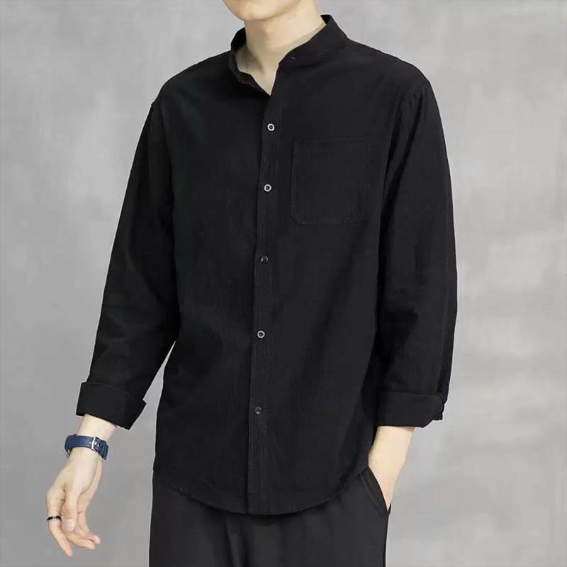 Camisa de manga larga para hombre Buddha Stones con bolsillo y cuello alto, cómoda. - Negro - US/UK/AU46, EU56 (5XL) - image 15