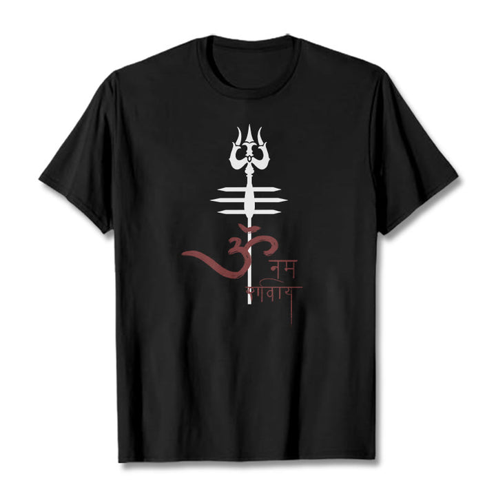 Camiseta de algodón con diseño de tridente de Buddha Stones OM NAMAH SHIVAYA - Negro - 2XL - image 3