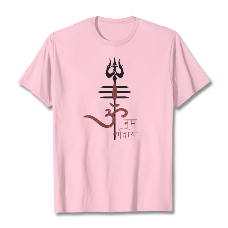 Camiseta de algodón con diseño de tridente de Buddha Stones OM NAMAH SHIVAYA - rosa claro - 2XL - image 16