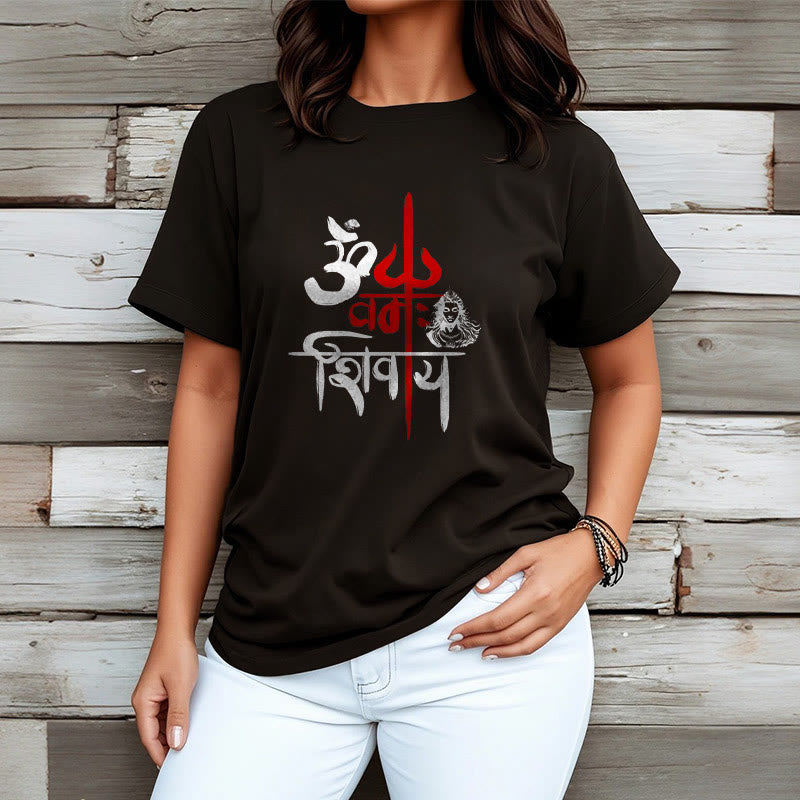 Camiseta de algodón con tridente rojo OM NAMAH SHIVAYA de Buddha Stones - image 3
