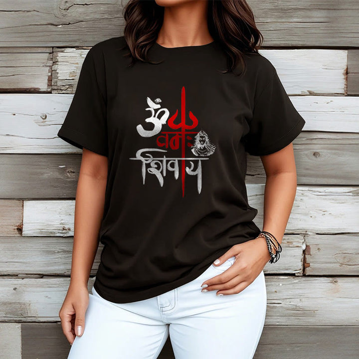Camiseta de algodón con tridente rojo OM NAMAH SHIVAYA de Buddha Stones - image 3