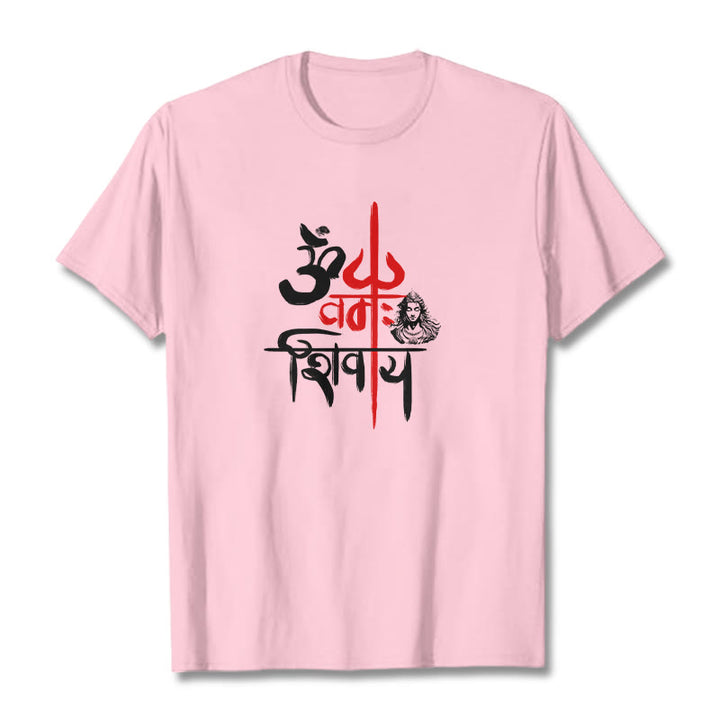 Camiseta de algodón con tridente rojo OM NAMAH SHIVAYA de Buddha Stones - rosa claro - 2XL - image 17