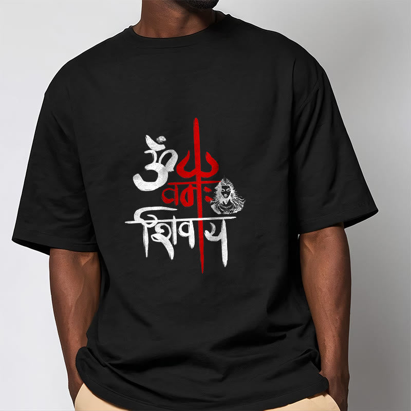 Camiseta de algodón con tridente rojo OM NAMAH SHIVAYA de Buddha Stones - image 1