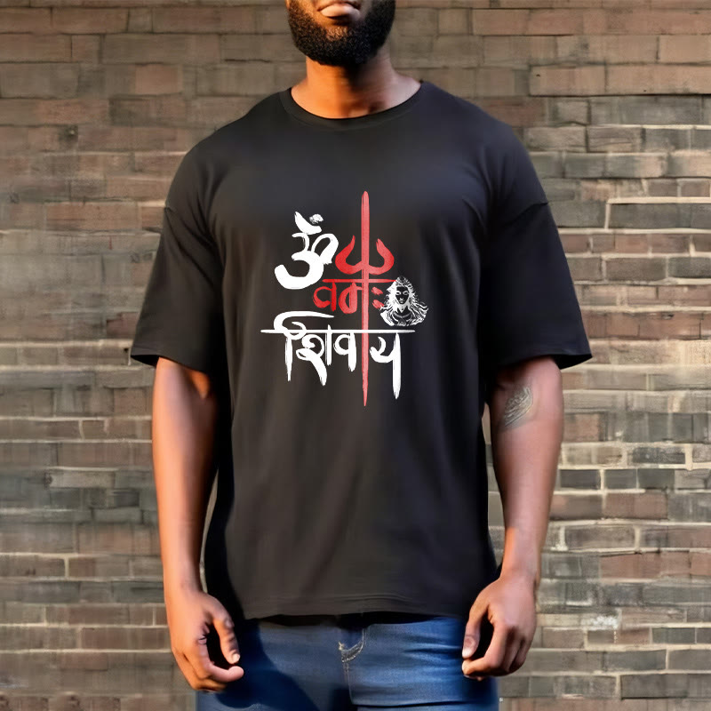 Camiseta de algodón con tridente rojo OM NAMAH SHIVAYA de Buddha Stones - image 3