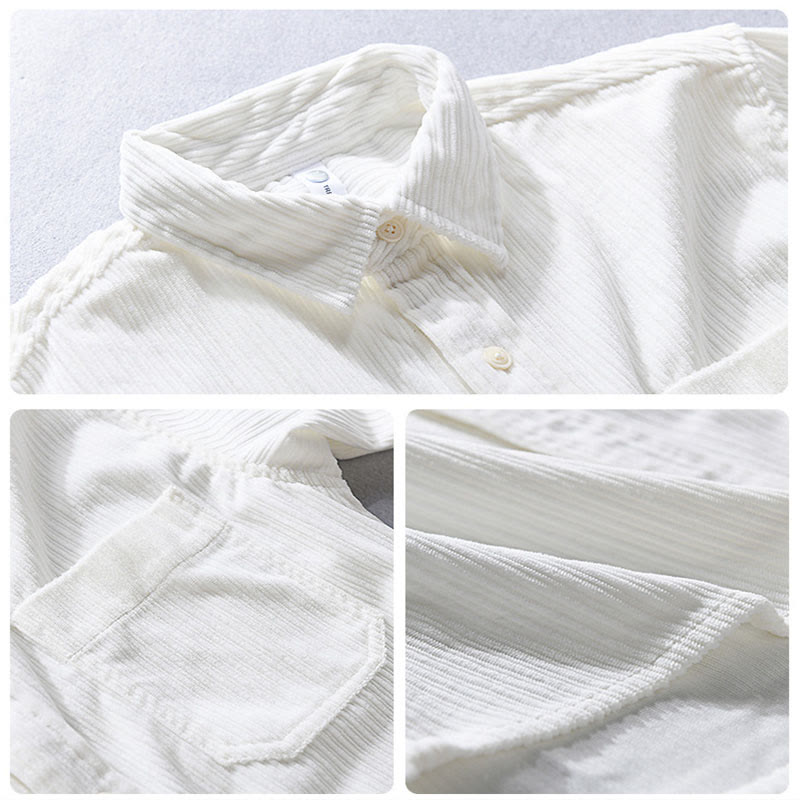 Camisa informal de pana con cuello vuelto y manga larga para hombre de Buddha Stones - image 11