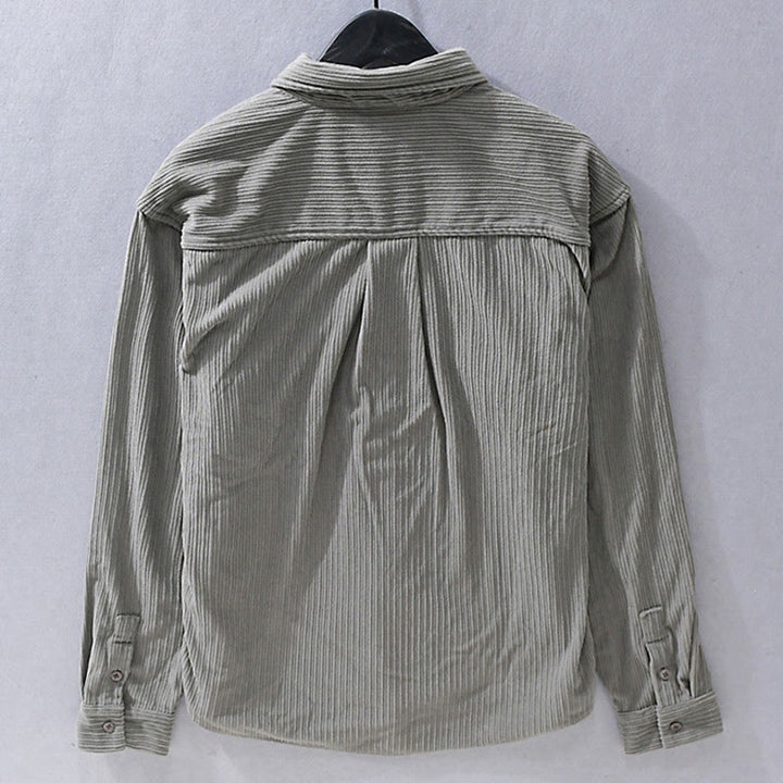 Camisa informal de pana con cuello vuelto y manga larga para hombre de Buddha Stones - image 6