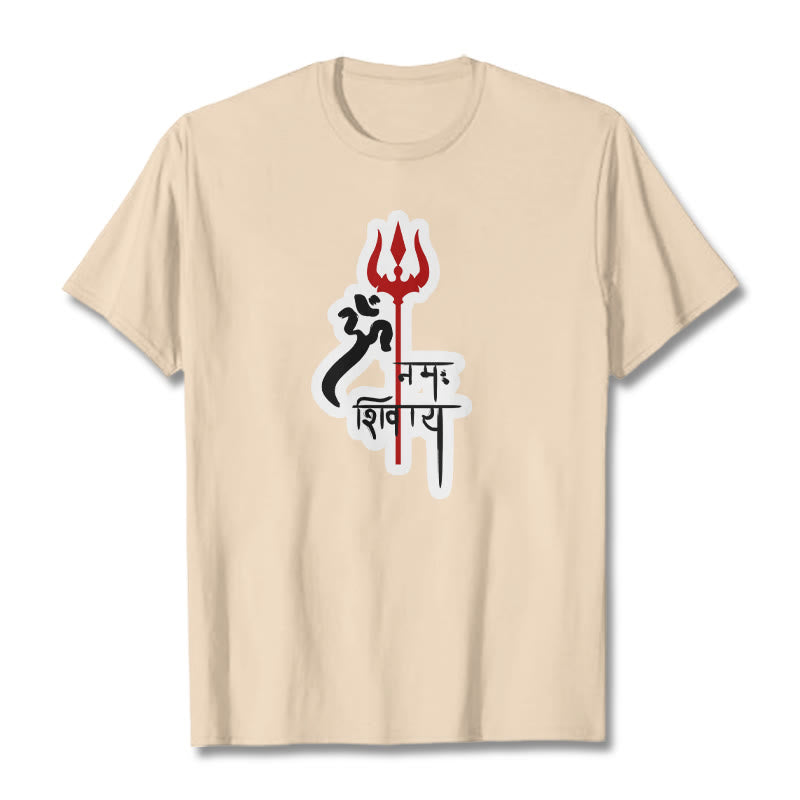 Camiseta de algodón con perfil de tridente rojo OM NAMAH SHIVAYA con Buddha Stones - Sopa de mariscos - 2XL - image 19