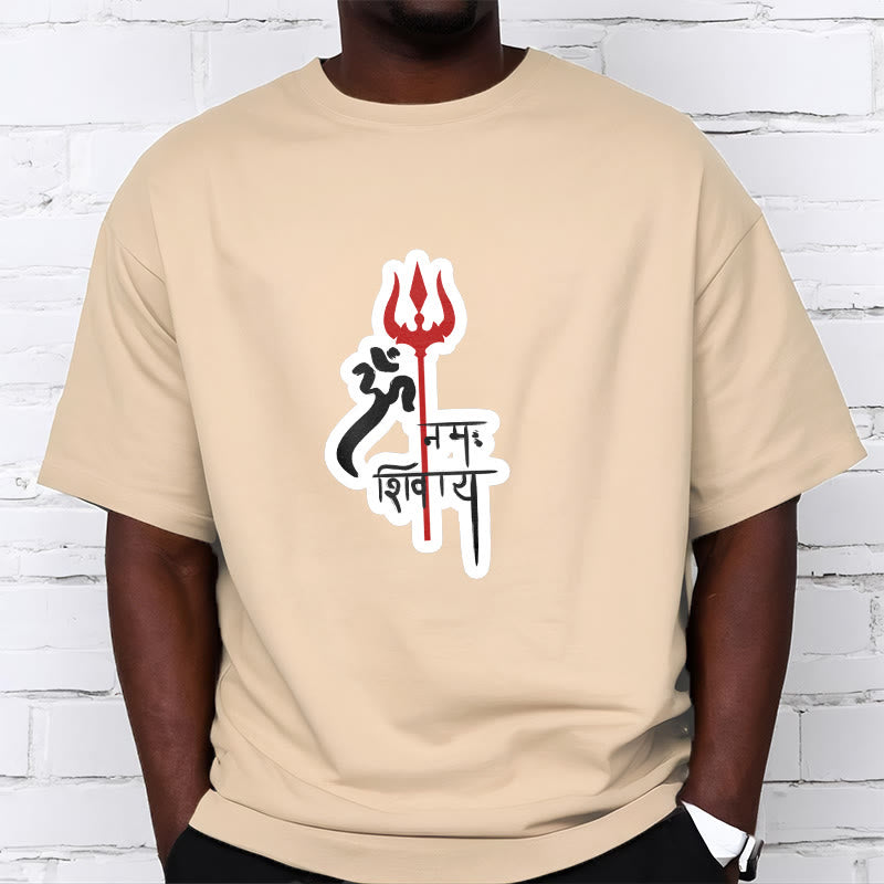 Camiseta de algodón con perfil de tridente rojo OM NAMAH SHIVAYA con Buddha Stones - image 20