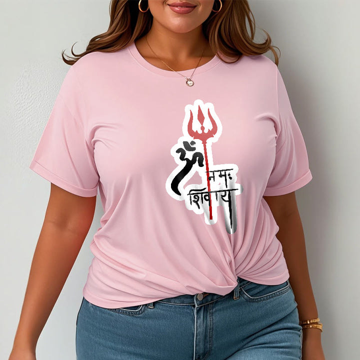 Camiseta de algodón con perfil de tridente rojo OM NAMAH SHIVAYA con Buddha Stones - image 9