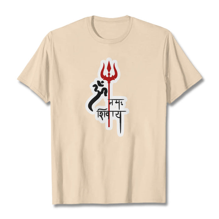 Camiseta de algodón con perfil de tridente rojo OM NAMAH SHIVAYA con Buddha Stones - Sopa de mariscos - 2XL - image 18