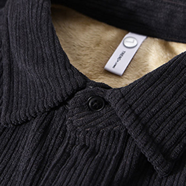 Camisa cómoda de pana con bolsillo, cuello vuelto y manga larga para hombre de Buddha Stones - image 18