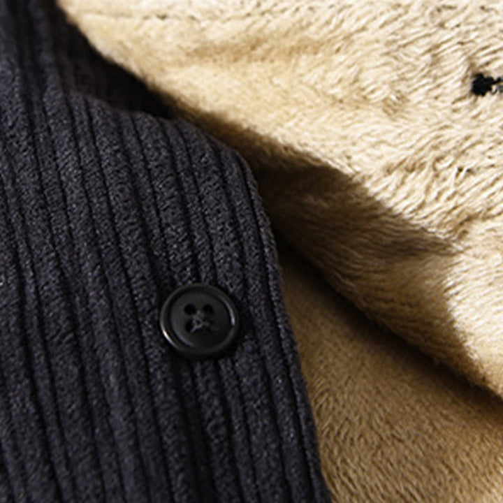 Camisa cómoda de pana con bolsillo, cuello vuelto y manga larga para hombre de Buddha Stones - image 18