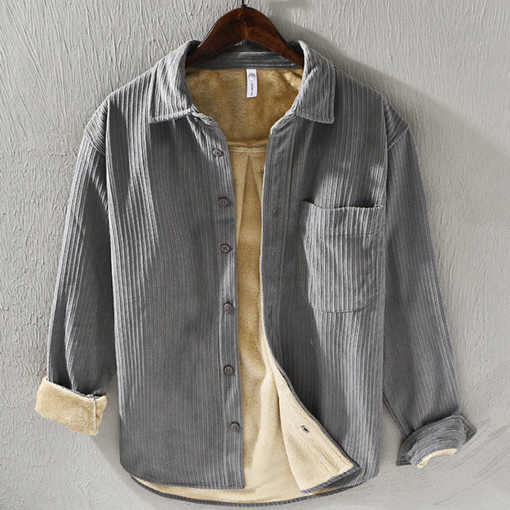 Camisa cómoda de pana con bolsillo, cuello vuelto y manga larga para hombre de Buddha Stones - Gris oscuro - US/UK/AU40, UE50 (3XL) - image 10