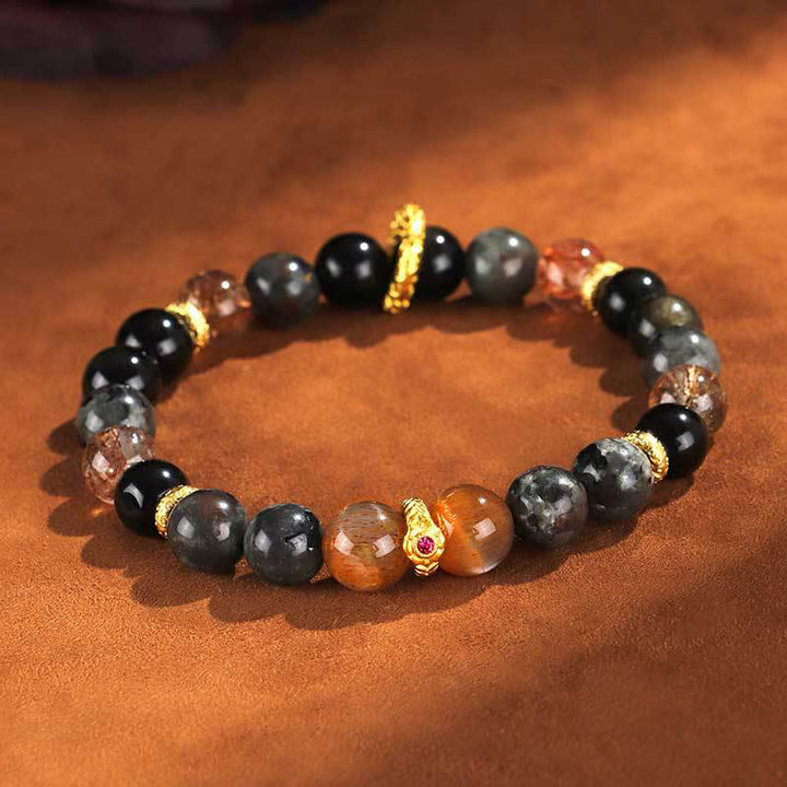 Pulsera positiva de piedra de lava y piedra solar de Buddha Stones