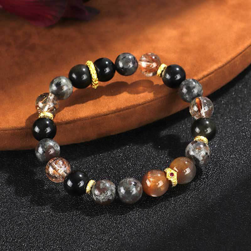 Pulsera positiva de piedra de lava y piedra solar de Buddha Stones