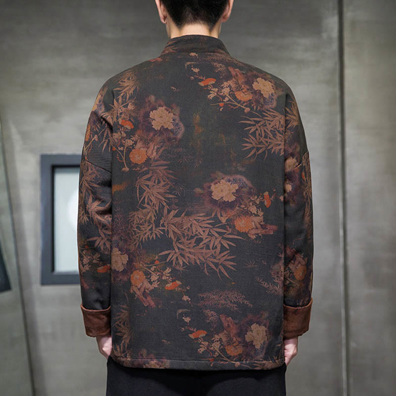 Camisa larga de algodón para hombre, chaqueta y traje chino con botones de rana y Buddha Stones - image 2