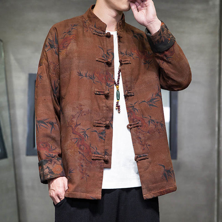 Camisa larga de algodón para hombre, chaqueta y traje chino con botones de rana y Buddha Stones - image 15