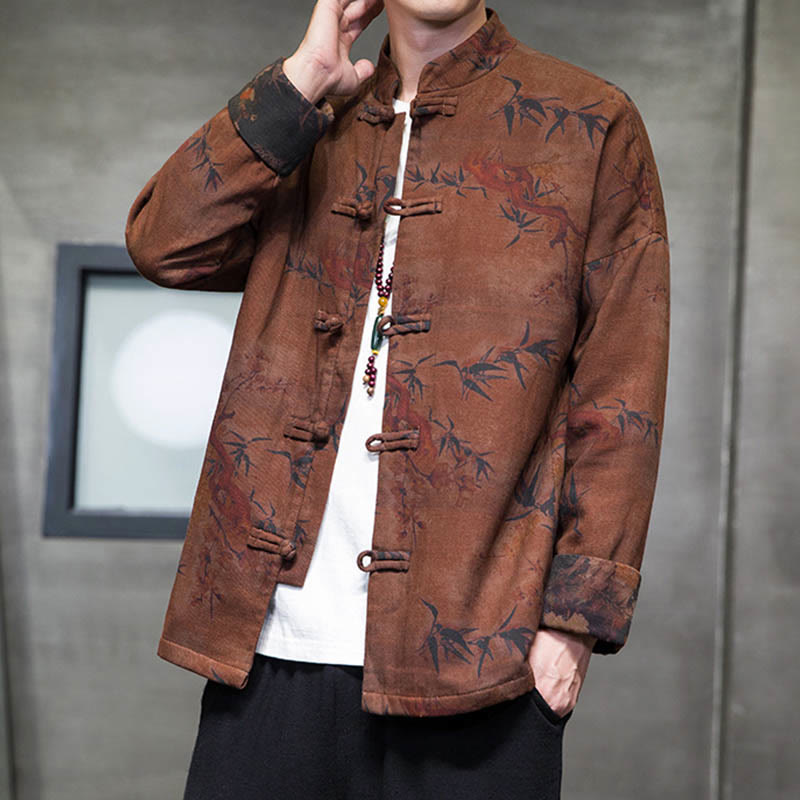 Camisa larga de algodón para hombre, chaqueta y traje chino con botones de rana y Buddha Stones - image 10
