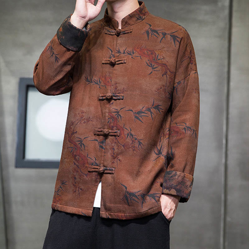 Camisa larga de algodón para hombre, chaqueta y traje chino con botones de rana y Buddha Stones - image 14