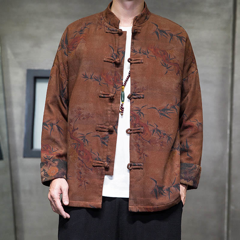 Camisa larga de algodón para hombre, chaqueta y traje chino con botones de rana y Buddha Stones - image 19