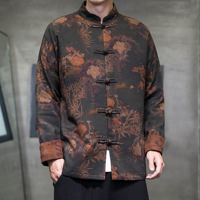 Camisa larga de algodón para hombre, chaqueta y traje chino con botones de rana y Buddha Stones - image 10