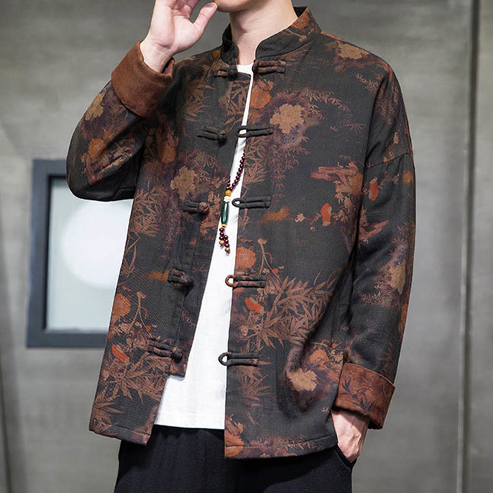 Camisa larga de algodón para hombre, chaqueta y traje chino con botones de rana y Buddha Stones - image 7