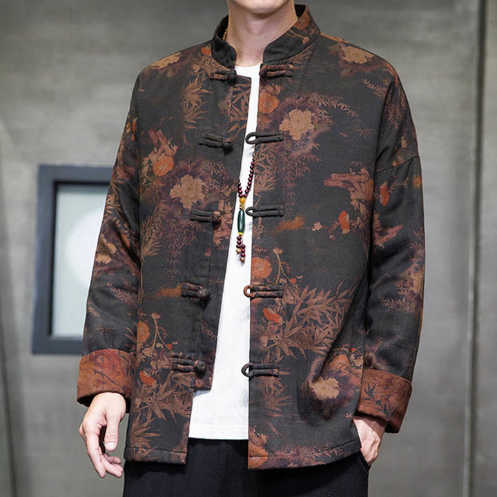 Camisa larga de algodón para hombre, chaqueta y traje chino con botones de rana y Buddha Stones - image 7