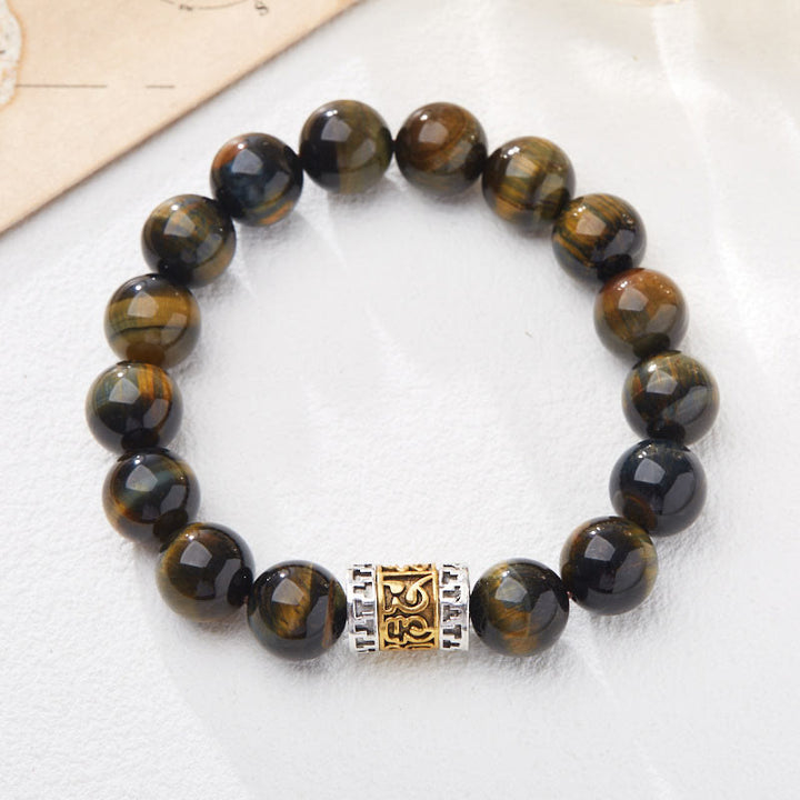 Pulsera de seis palabras verdaderas con Buddha Stones y ojo de tigre