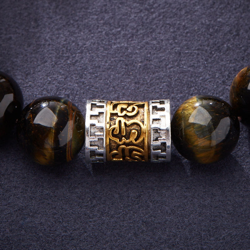 Pulsera de seis palabras verdaderas con Buddha Stones y ojo de tigre