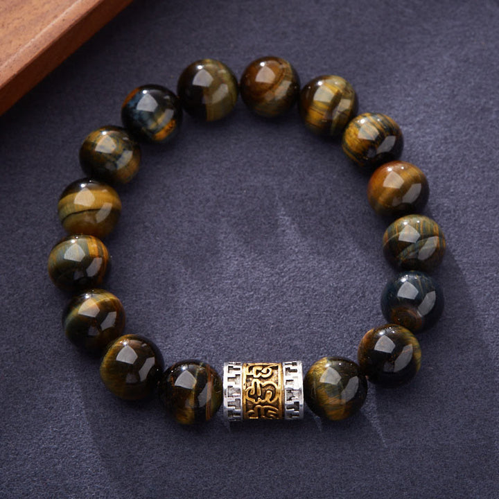 Pulsera de seis palabras verdaderas con Buddha Stones y ojo de tigre