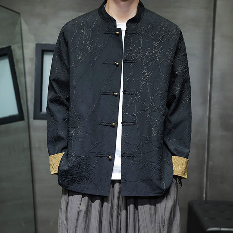 Traje Tang con Buddha Stones , informal, con botones de rana, manga larga, nailon, chaqueta, camisa, ropa para hombre - image 1
