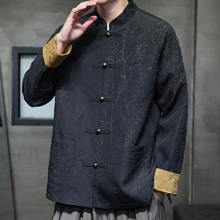 Traje Tang con Buddha Stones , informal, con botones de rana, manga larga, nailon, chaqueta, camisa, ropa para hombre - image 4