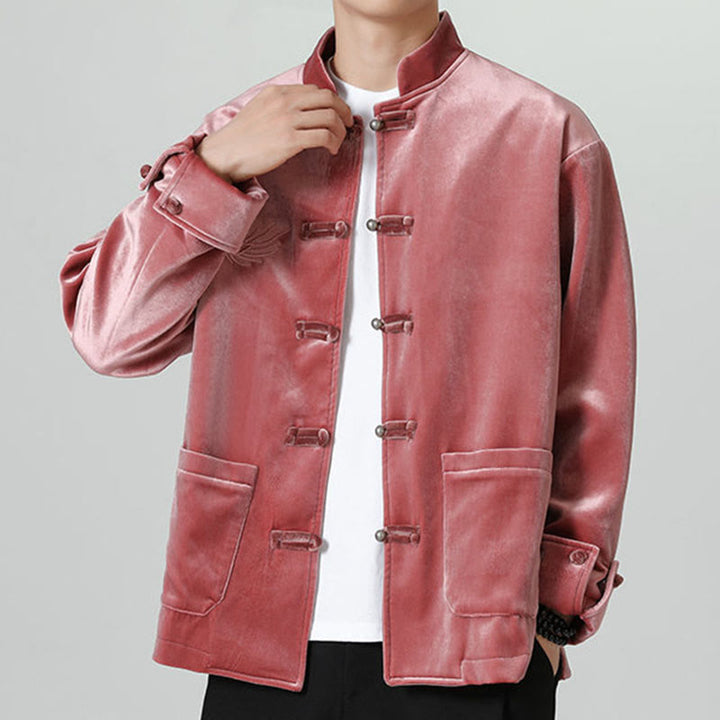 Chaqueta de algodón con botones de rana y dragón bordado con Buddha Stones para hombre - image 2