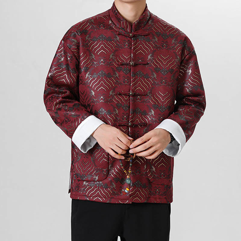 Traje chino Tang con Buddha Stones , camisa larga con forma de onda, chaqueta para hombre - image 7