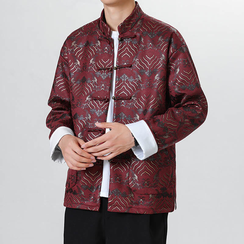 Traje chino Tang con Buddha Stones , camisa larga con forma de onda, chaqueta para hombre - image 8