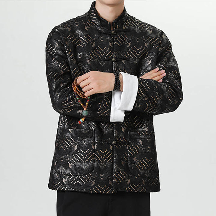 Traje chino Tang con Buddha Stones , camisa larga con forma de onda, chaqueta para hombre - image 1