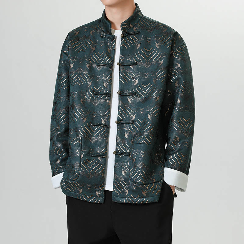 Traje chino Tang con Buddha Stones , camisa larga con forma de onda, chaqueta para hombre - image 16