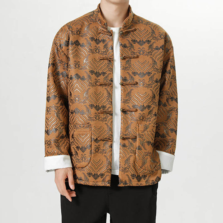 Traje chino Tang con Buddha Stones , camisa larga con forma de onda, chaqueta para hombre - image 22