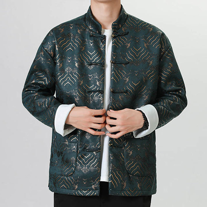 Traje chino Tang con Buddha Stones , camisa larga con forma de onda, chaqueta para hombre - image 17