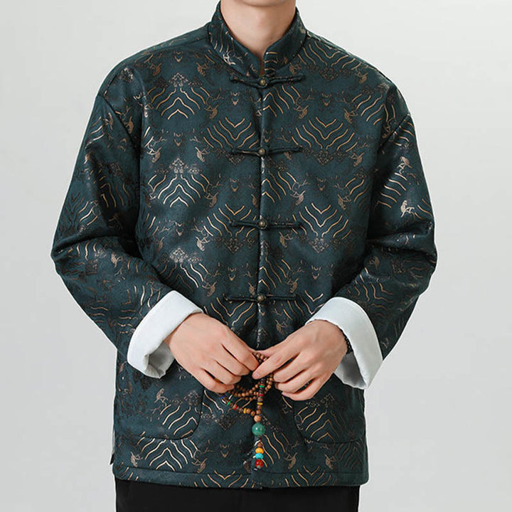Traje chino Tang con Buddha Stones , camisa larga con forma de onda, chaqueta para hombre - image 13