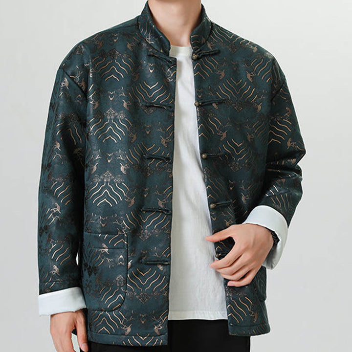 Traje chino Tang con Buddha Stones , camisa larga con forma de onda, chaqueta para hombre - image 14