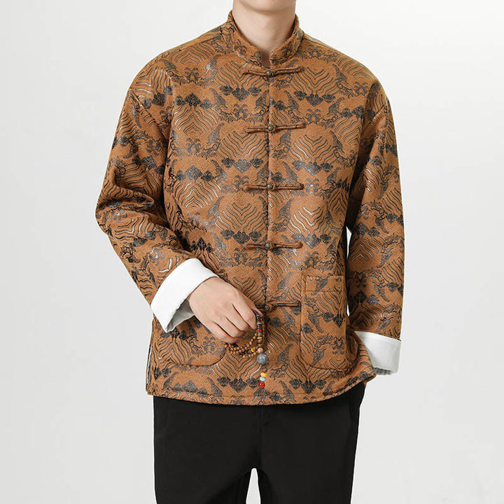 Traje chino Tang con Buddha Stones , camisa larga con forma de onda, chaqueta para hombre - image 23