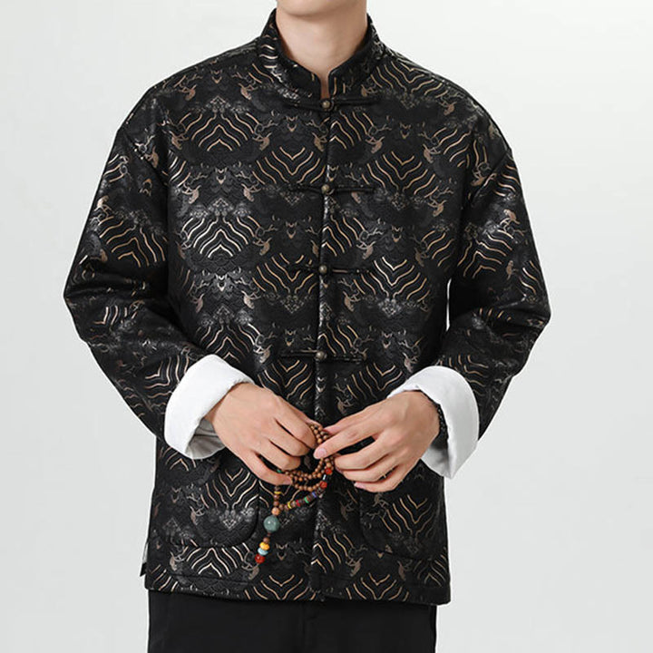 Traje chino Tang con Buddha Stones , camisa larga con forma de onda, chaqueta para hombre - image 4