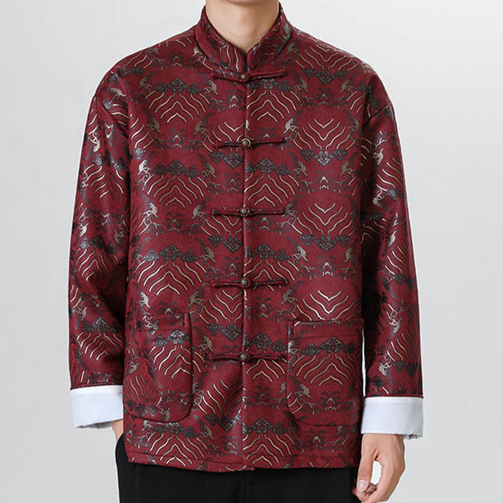 Traje chino Tang con Buddha Stones , camisa larga con forma de onda, chaqueta para hombre - image 11