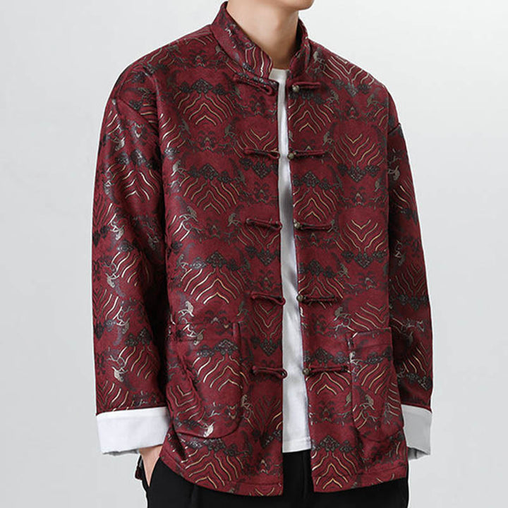 Traje chino Tang con Buddha Stones , camisa larga con forma de onda, chaqueta para hombre - image 10
