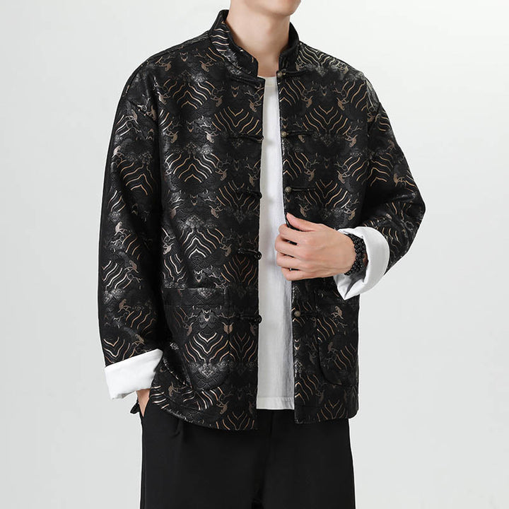Traje chino Tang con Buddha Stones , camisa larga con forma de onda, chaqueta para hombre - image 2