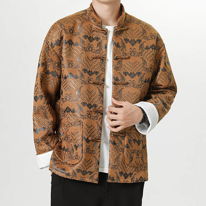 Traje chino Tang con Buddha Stones , camisa larga con forma de onda, chaqueta para hombre - Perú - US/UK/AU46, EU56 (5XL) - image 19