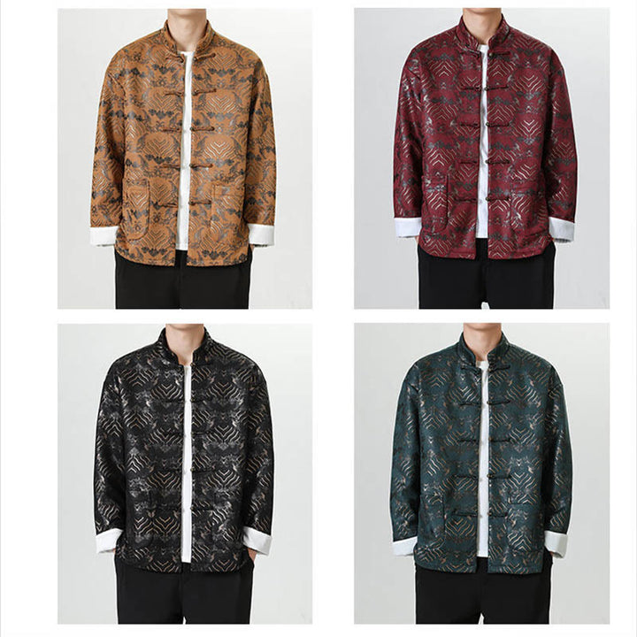 Traje chino Tang con Buddha Stones , camisa larga con forma de onda, chaqueta para hombre - image 28